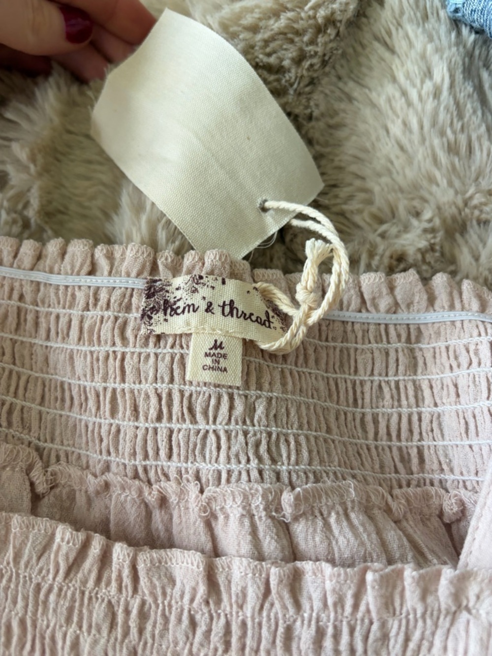 Hem & Thread Blush Pink Smocked Ruffle Strap Top - Picture 2 of 3